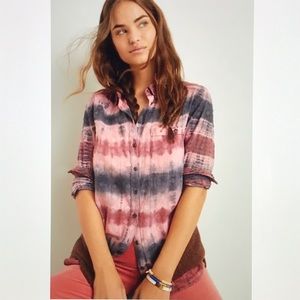 Pilcro Pink and Blue Button Down Shirt